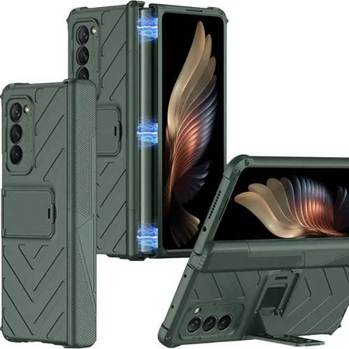 Vista 9 de Miimall Funda compatible con Z Fold 2, Galaxy Z Fold 2, protección magnética de bisagra, soporte ajustable, policarbonato duro, todo incluido, funda