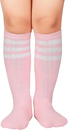 Vista 2 de Century Star Calcetines de fútbol de algodón para niños y jóvenes, calcetines de tubo suave hasta la rodilla, calcetines deportivos largos