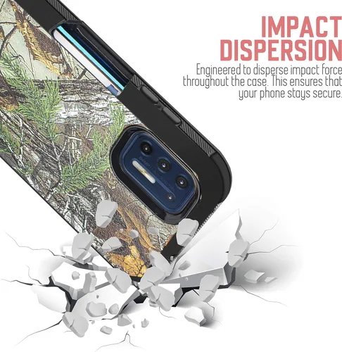 Vista 6 de Funda protectora para Moto G9 Plus, con protector de pantalla integrado, resistente grado militar, con clip para cinturón y soporte (camuflaje)