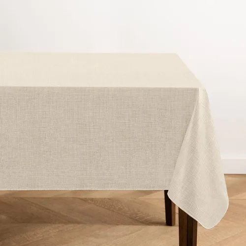 Vista 6 de Elrene Home Fashions - Mantel de vinilo con respaldo de franela inspirado en lino Monterey, resistente al agua y a las manchas, 52 pulgadas X 52 Azul