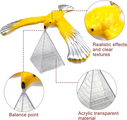 Vista 4 de 4 piezas de equilibrio de pájaro gravedad con pirámide combinación física juguete ciencia física adultos escritorio de oficina para amantes