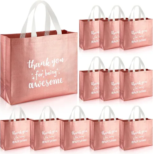 Vista 9 de Sanwuta - 12 bolsas de regalo de agradecimiento al equipo con asa para profesores, empleados, compañeros de trabajo, personal a granel, Negro
