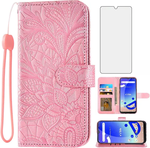 Vista 9 de Asuwish WTVIS01 - Funda de teléfono para teléfono visible de medianoche con protector de pantalla de vidrio templado y cartera de encaje, soporte
