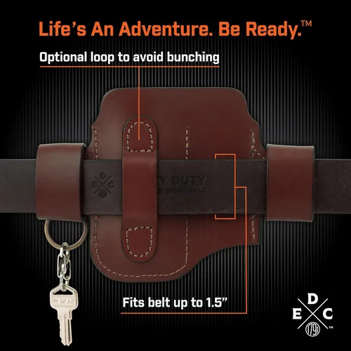 Vista 3 de Funda multiherramienta, organizador EDC de cuero, bolsa para cinturón para multiherramienta, cuchillo, bolígrafo, llaves, compatible con Leatherman
