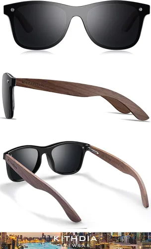 Vista 2 de Zebra - Gafas de sol polarizadas de bambú de madera para hombres y mujeres - Gafas de sol con patillas de madera S5029