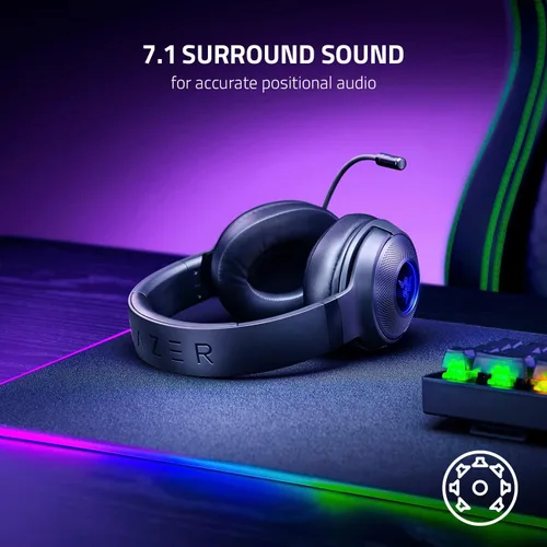 Vista 6 de Auriculares Razer Kraken V3 X con cable USB para juegos: Construcción ligera - Controladores Triforce de 40 mm - Micrófono cardioide HyperClear