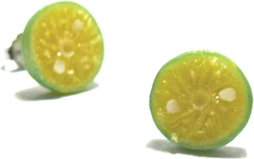 Vista 7 de Pendientes Calamansi Lime Stud - Tiny Food Jewelry