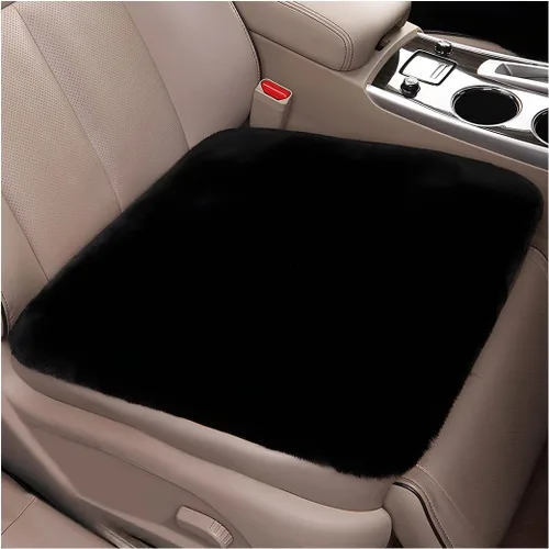 Vista 10 de Paquete de 2 cojines para asiento delantero de automóvil, funda suave y cálida de piel sintética de conejo para asiento de automóvil, almohadilla