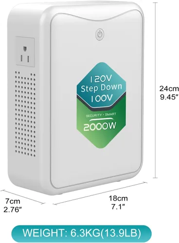 Vista 3 de ZHENGXI Convertidor de voltaje de 120v a 100v 2000W transformador reductor, sin ruido, diez funciones de protección, usando electrodomésticos