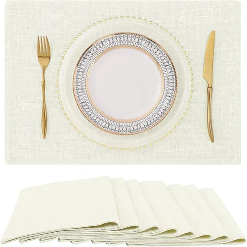 Vista 33 de homing - Juego de 4 manteles individuales de algodón y lino, manteles de tela lavables para mesa de comedor de estilo rústico para interiores y Negro