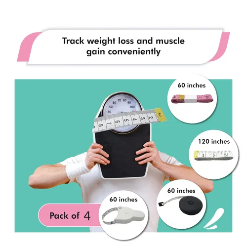 Vista 2 de Gadgetime USA Cinta métrica (paquete de 4) – para costura, costura, sastrería, tela, cintura, manualidades, fitness, retráctil, cinta métrica