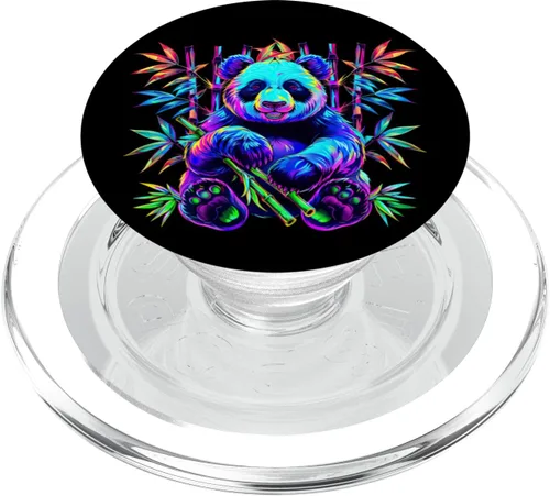 Vista 7 de Streetwear synthwave 80s 90s retro cute boys panda bamboo PopSockets Adhesive PopGrip