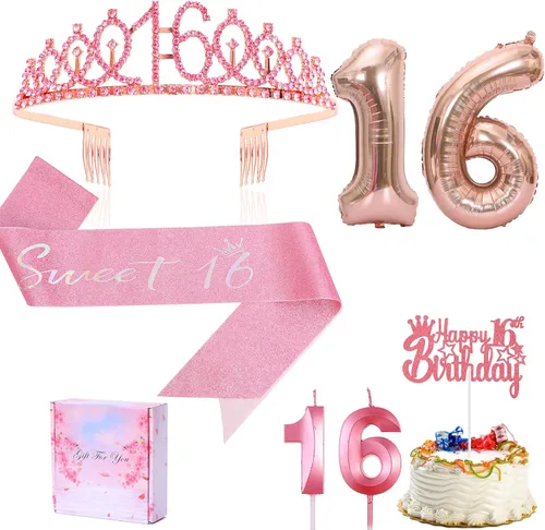 Vista 15 de Banda y Tiara de Cumpleaños de 5 Años con Vela, Banda de Cumpleaños de "Es Mi Cumpleaños" con Corona de Diamantes de Imitación y Globo para Niñas