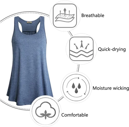 Vista 19 de Cestyle - Camiseta sin mangas para mujer, cuello redondo, corte holgado, para entrenamiento