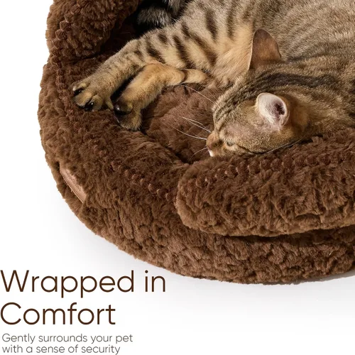 Vista 2 de FUKUMARU Cama para gatos de interior, cama para perros pequeños, lavable Marrón