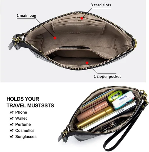Vista 5 de Monederos pequeños para mujer, bolsos cruzados de cuero, monederos de pulsera, bolso de mano pequeño