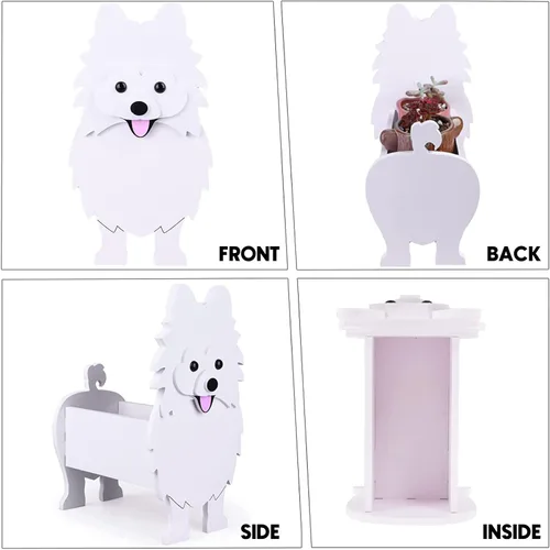 Vista 5 de XOOFMASS Lindas macetas de perro para plantas al aire libre, macetas de madera para perros, macetas en forma de perro, macetas para suculentas