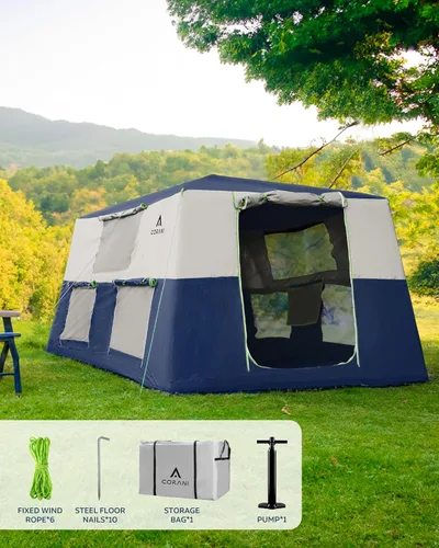 Vista 13 de CORANI Tiendas inflables de 14.1'x6.5'x9' para acampar, tienda de aire inflable portátil para 6/8/10 personas, impermeable, resistente al viento