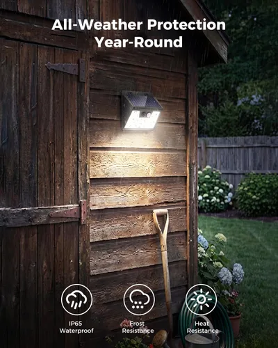 Vista 3 de Peasur Luces Solares para Exteriores con Sensor de Movimiento, 140 LED Luz Solar Alimentada por Energía Solar para Cerca Impermeable, 3 Modos