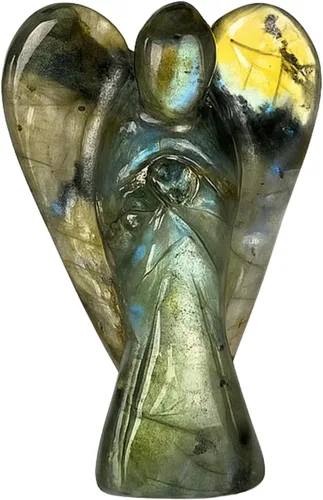 Vista 10 de Anaya Agate Estatua de ángel de amazonita, hermoso ángel de la guarda de 2 pulgadas, ángel de cristal natural, dijes de ángel tallados a mano