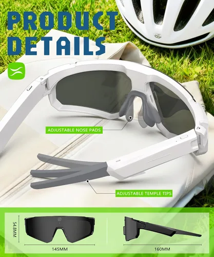 Vista 9 de Lentes inteligentes AI con cámara 4K, gafas de grabación de video con cámara, gafas de sol deportivas polarizadas con estabilización EIS