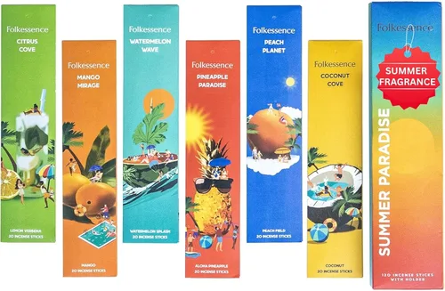 Vista 26 de Folkulture Varillas de incienso (120 varillas) Juego de 6 varillas de incienso con olor a verano para relajación Sin carbón, orgánico, no Huele