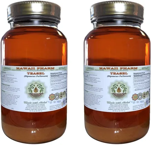 Vista 8 de Teasel Extracto líquido sin alcohol, Teasel (Dipsacus fullonum) Suplemento herbario natural de glicerita de raíz seca, Hawaii Pharm, EE. UU., 32