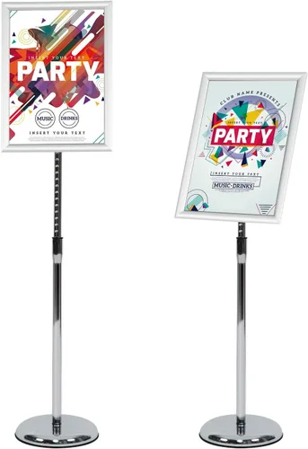 Vista 13 de Soporte de Cartel con Pedestal Ajustable de 8.5 x 11 Pulgadas, Soporte de Letrero de Pie de Servicio Pesado con Marco de Exhibición de Aluminio