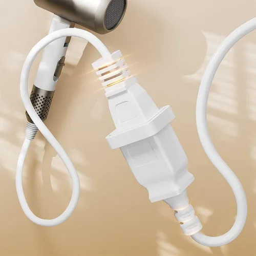 Vista 2 de BolAAzuL - Cable de extensión de alimentación blanco de 2 clavijas de 1 pie, cable de extensión de alimentación de dos clavijas CA de EE. UU.