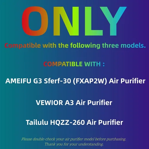 Vista 2 de Filtro G3 para el cuidado de mascotas compatible con AME G3 Sferf-30 (FXAP2W) purificador de aire para VEWIOR ClearAir-A3 Filtro purificador de aire