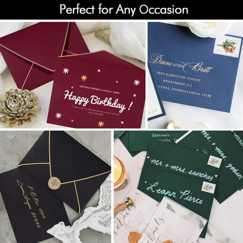 Vista 5 de Paquete de 50 sobres de invitación A6 negros de 4 x 6 pulgadas, autosellados, solapa en V, perfectos para baby shower, tarjetas de 4 x 6, bodas