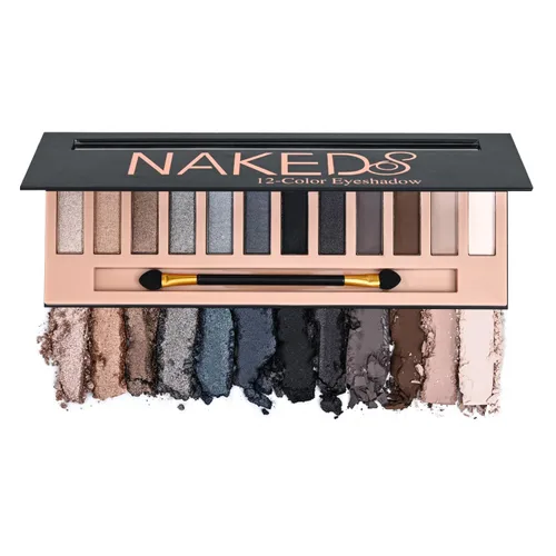 Vista 10 de Paleta de Sombras de Ojos de 12 Colores Maquillaje Colores Nude Naturales Nude Mate Shimmer Brillo Glitter Pigmento Conjunto de Paletas de Sombra