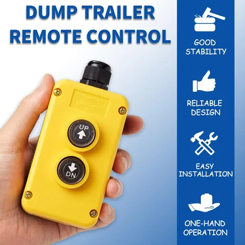 Vista 2 de ZCONIEY Interruptor de control remoto de 3 cables para remolque de descarga 12V para unidades de potencia de bombas hidráulicas de un solo efecto