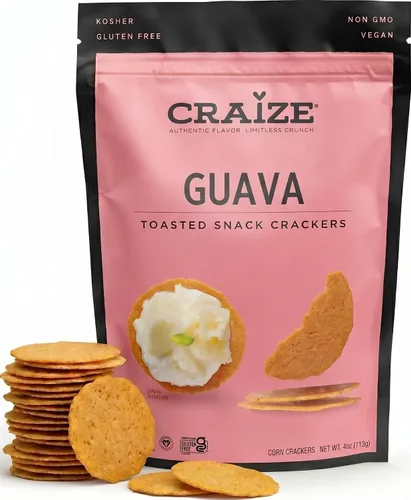 Vista 8 de Craize Guava Crisps Galletas de maíz tostadas sin gluten, veganas, kosher, paquete de 6, 4 onzas cada una