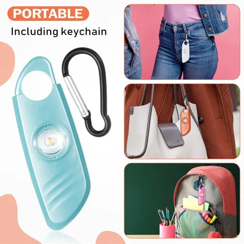 Vista 5 de Relaxweex 12 unidades de alarma de seguridad personal para mujeres con luz estroboscópica LED y 12 llaveros de 130 dB de sonido fuerte sirena