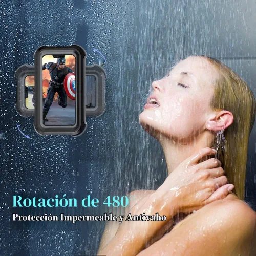 Vista 4 de Soporte para teléfono de ducha mejorado OOLYCIO con rotación de 480°, estuche resistente al agua con pantalla táctil, OOLYICO, accesorios de ducha