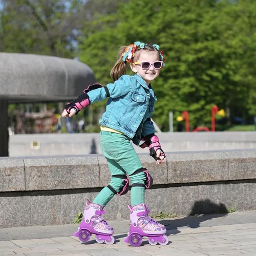 Vista 6 de Nattork - Patines de ruedas para niños pequeños, patines de tres ruedas ajustables en 4 tallas para niñas de 3 a 7 años con ruedas iluminadas Sueño