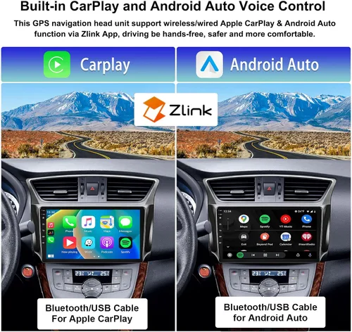 Vista 4 de 2G+64G para Nissan Sentra 2013-2017 Radio Android 13 Estéreo de coche con Apple CarPlay Android Auto Mirror Link Bluetooth 10.1 pulgadas HD pantalla