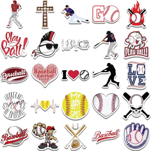 Vista 7 de 50 calcomanías de béisbol, calcomanías motivacionales para botellas de agua, regalos de equipo para amantes, niños, adolescentes y adultos