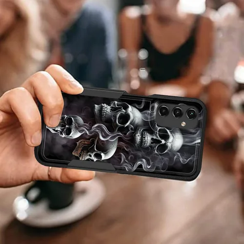 Vista 6 de Funda para Galaxy A14 5G, resistente de doble capa híbrida de policarbonato duro, goma suave, a prueba de golpes, funda protectora resistente
