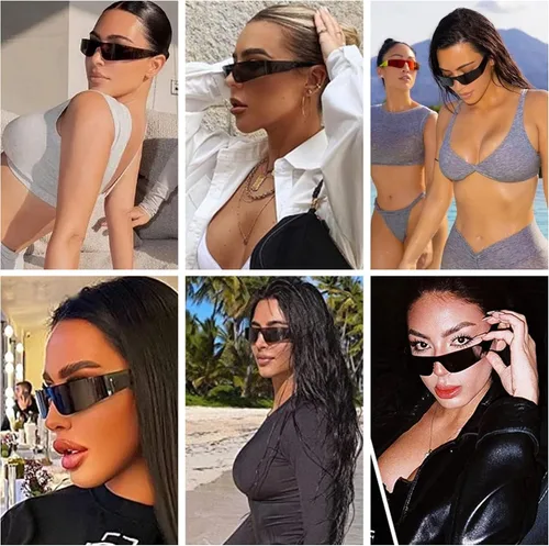 Vista 3 de NULOOQ Y2K - Gafas de sol futuristas envolventes sin montura para mujeres y hombres gafas de sol de moda Cyberpunk con visera monobloque