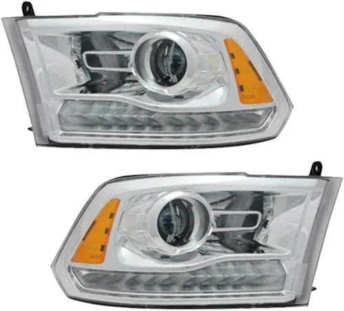 Vista 5 de Conjunto de faros delanteros para Dodge Ram 1500/2500/3500 2013 2014 2015 lado del conductor Halógeno Tipo de proyección Lente transparente