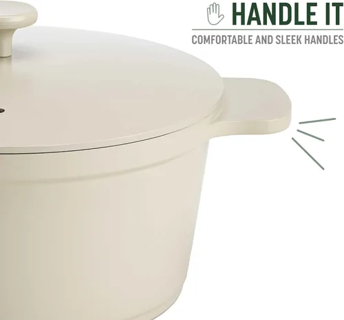 Vista 9 de Goodful Olla todo en uno, antiadherente multicapa, horno holandés fundido de alto rendimiento con tapa a juego, estante para asar y girador