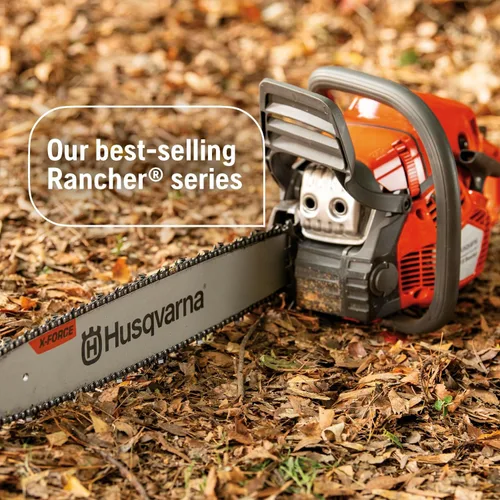 Vista 3 de Husqvarna Motosierra de gas 450S Rancher de 50.2 cc 3.2 HP, motor X-Torq de 2 ciclos, motosierra de 20 pulgadas con engrasador automático, para poda