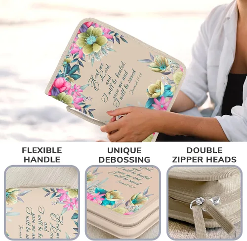 Vista 27 de DEHITE Funda para la Biblia para mujer, fundas de tela prémium para la Biblia para niñas, bolsa de transporte para mujer, ranuras para bolígrafos