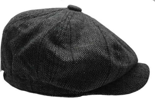 Vista 2 de Gorro de lana para hombre Applejack Houndstooth Plaid Ivy Newsboy