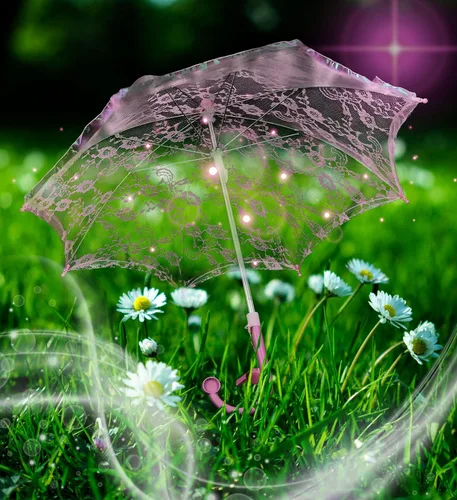 Vista 6 de Mozlly Parasol Umbrella With Whistle - Foldable Lace Parasol Tea Party Decorations For Little Girls - 20 Diameter