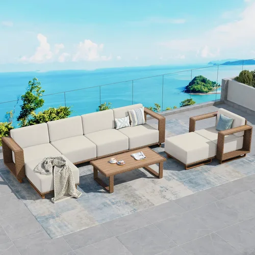 Vista 21 de SUNSHINE VALLEY 8 muebles seccionales de patio con cojín de 10 pulgadas de Beige-seccional