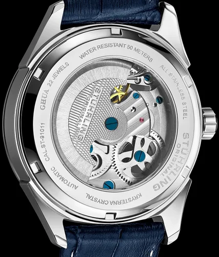 Vista 3 de Stuhrling - Reloj de vestir automático para hombre de acero inoxidable con movimiento mecánico de esqueleto automático con subesfera de tiempo