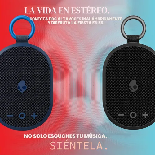 Vista 6 de Skullcandy Kilo - Altavoz Bluetooth inalámbrico, IPX7, impermeable, mini altavoz Bluetooth con batería de 24 horas, radiador pasivo de disparo hacia
